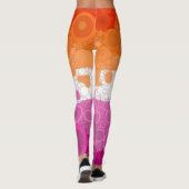 Leggings Drapeau de fierté lesbienne abstrait groovy bohème (Dos)