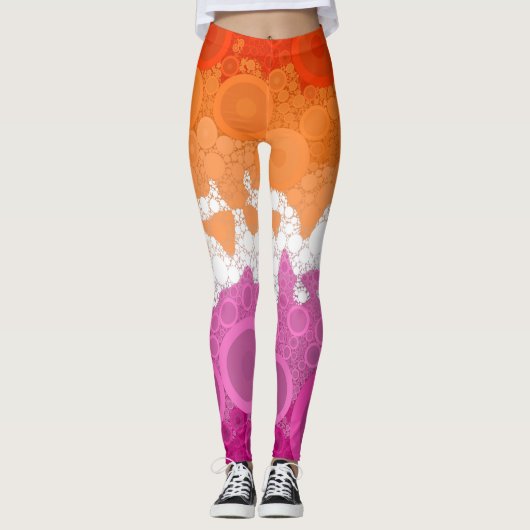 Leggings Drapeau de fierté lesbienne abstrait groovy bohème (Devant)