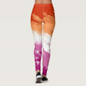 Leggings Drapeau de fierté lesbienne abstrait trippy ondulé (Dos)