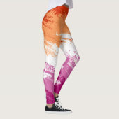 Leggings Drapeau de fierté lesbienne abstrait trippy ondulé (Droite)