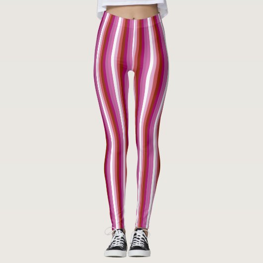 Leggings Drapeau de fierté lesbienne vertical (Devant)