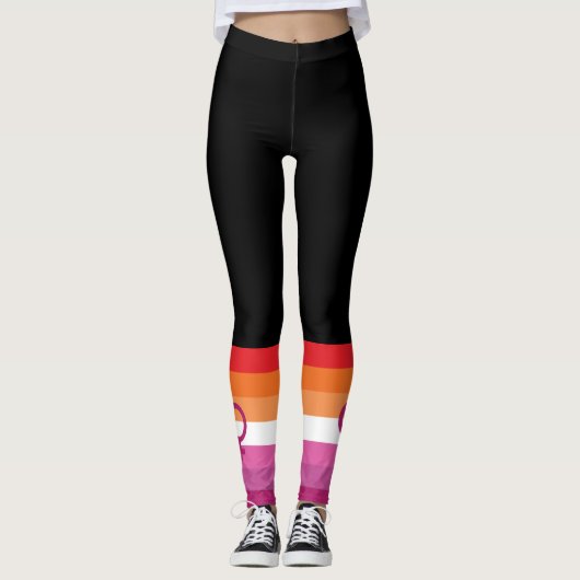 Leggings Drapeau de fierté lesbienne WLW (Coucher de soleil (Devant)