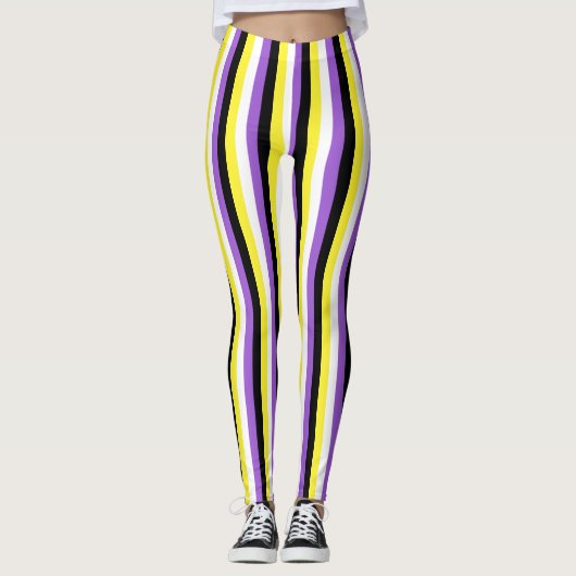 Leggings Drapeau de fierté non binaire vertical (Devant)