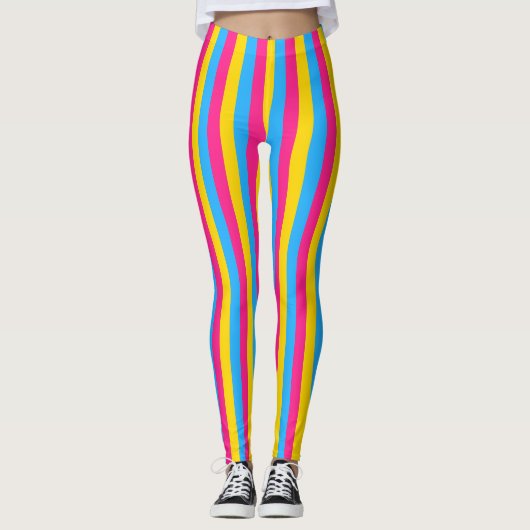 Leggings Drapeau de fierté pansexuelle vertical (Devant)