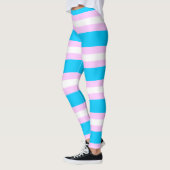 Leggings Drapeau de fierté transgenre - Rayure rose, bleue, (Gauche)