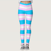 Leggings Drapeau de fierté transgenre - Rayure rose, bleue, (Devant)