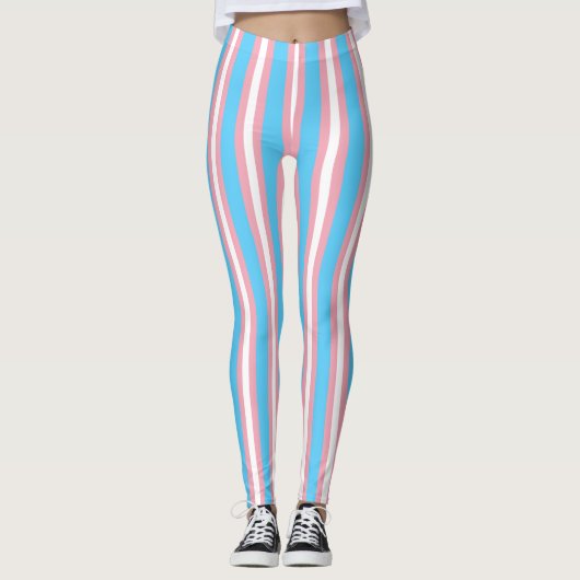 Leggings Drapeau de fierté transgenre vertical (Devant)