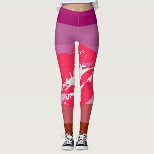 Leggings Drapeau de la fierté lesbienne Lipstick et lèvre