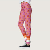 Leggings Drapeau de la fierté lesbienne / motif de fleur ro (Gauche)