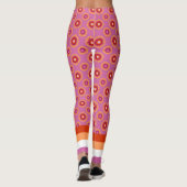 Leggings Drapeau de la fierté lesbienne / motif de fleur ro (Dos)