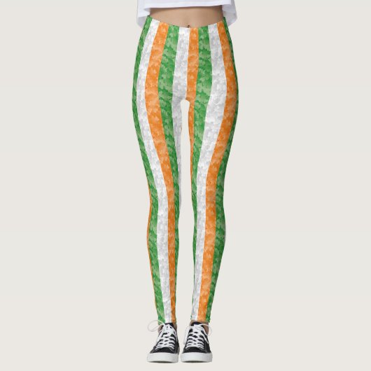 Leggings Drapeau de l'Irlande avec motif shamrock (Devant)