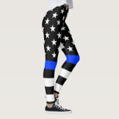 Leggings Drapeau de police de la ligne bleue mince (Droite)
