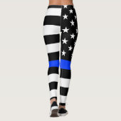 Leggings Drapeau de police de la ligne bleue mince (Dos)