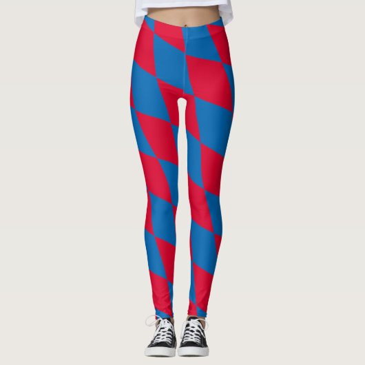 Leggings Drapeau diamant Bavière bleu et rouge Motif (Devant)