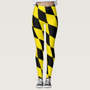 Leggings Drapeau diamant de Bavière noire et jaune Motif