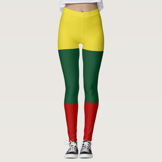 Leggings Drapeau du rouge de vert jaune de la Lithuanie (Devant)