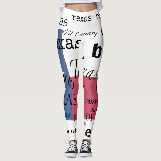 Leggings Drapeau du Texas avec la conception des textes (Devant)