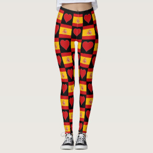 Leggings Drapeau espagnol Coeur Motif mignon Patriotique Es