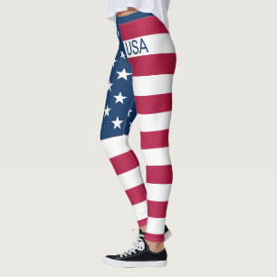 Leggings Drapeau États-Unis Étoiles & rayures Personnalisé 