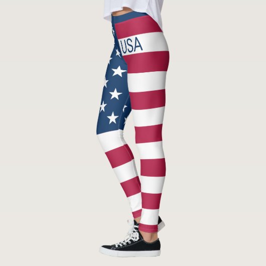 Leggings Drapeau États-Unis Étoiles & rayures Personnalisé (Gauche)