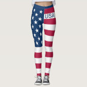 Leggings Drapeau États-Unis Étoiles & rayures Personnalisé (Devant)