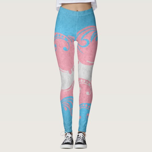 Leggings Drapeau fantaisiste et tordu de la Fierté transgen (Devant)