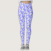 Leggings Drapeau grec Coeur Bleu AMOUR Carrelé (Devant)