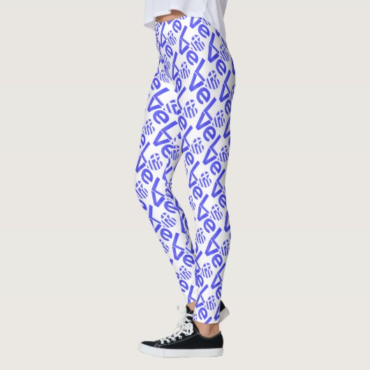 Leggings Drapeau grec Coeur Bleu AMOUR Carrelé (Gauche)