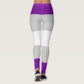 Leggings Drapeau gris violet gris blanc rayé LGBT (Dos)