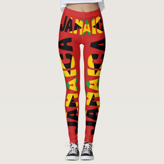 Leggings Drapeau jamaïcain Jambes rouges (Devant)