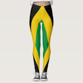 Leggings Drapeau jamaïcain vert or et noir (Devant)