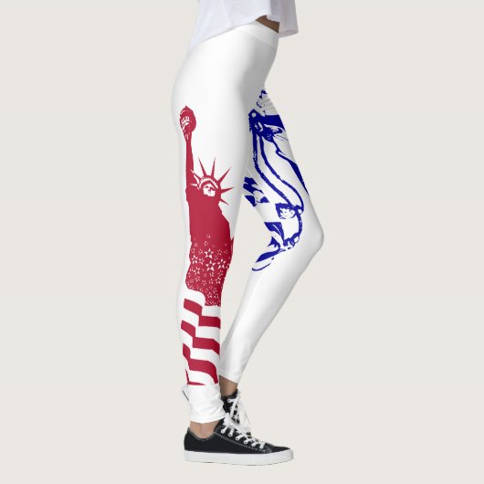 Leggings Drapeau Lady Liberty Américain Rouge Blanc Bleu (Droite)