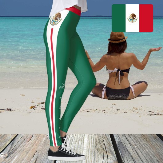 Leggings Drapeau mexicain vert