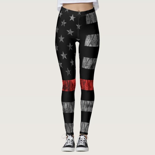 Leggings Drapeau minuscule de pompier Red Line (Devant)