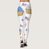 Leggings Drapeau Patriotique Rouge Blanc Bleu Cupcake Étoil (Dos)