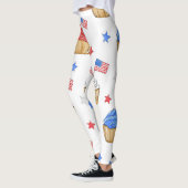 Leggings Drapeau Patriotique Rouge Blanc Bleu Cupcake Étoil (Gauche)