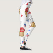 Leggings Drapeau Patriotique Rouge Blanc Bleu Cupcake Étoil (Droite)