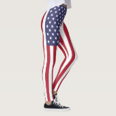 Leggings Drapeau Patriotique Rouge Blanc Bleu Étoiles Et Fr (Droite)