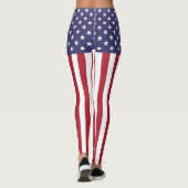 Leggings Drapeau Patriotique Rouge Blanc Bleu Étoiles Et Fr (Dos)