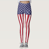 Leggings Drapeau Patriotique Rouge Blanc Bleu Étoiles Et Fr (Devant)