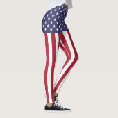 Leggings Drapeau Patriotique Rouge Blanc Bleu Étoiles Et Fr (Droite)