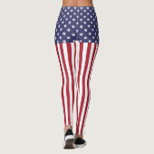 Leggings Drapeau Patriotique Rouge Blanc Bleu Étoiles Et Fr (Dos)
