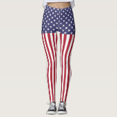 Leggings Drapeau Patriotique Rouge Blanc Bleu Étoiles Et Fr (Devant)
