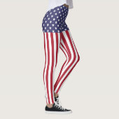 Leggings Drapeau Patriotique Rouge Blanc Bleu Étoiles Et Fr (Droite)