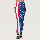 Leggings Drapeau Patriotique USA Rouge Blanc Bleu Étoiles R (Dos)