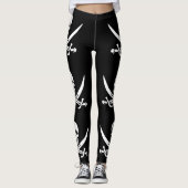 Leggings Drapeau pirate crâne épées croisées (Devant)