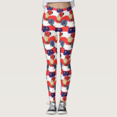 Leggings Drapeau Rose blanc rouge fantaisie (Devant)