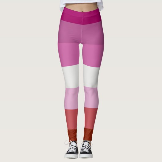 Leggings Drapeau rose rouge Pride lesbienne (Devant)