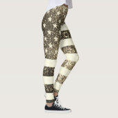 Leggings Drapeau rustique Sepia or Sparkles USA bling 4juil (Droite)