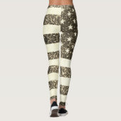 Leggings Drapeau rustique Sepia or Sparkles USA bling 4juil (Dos)